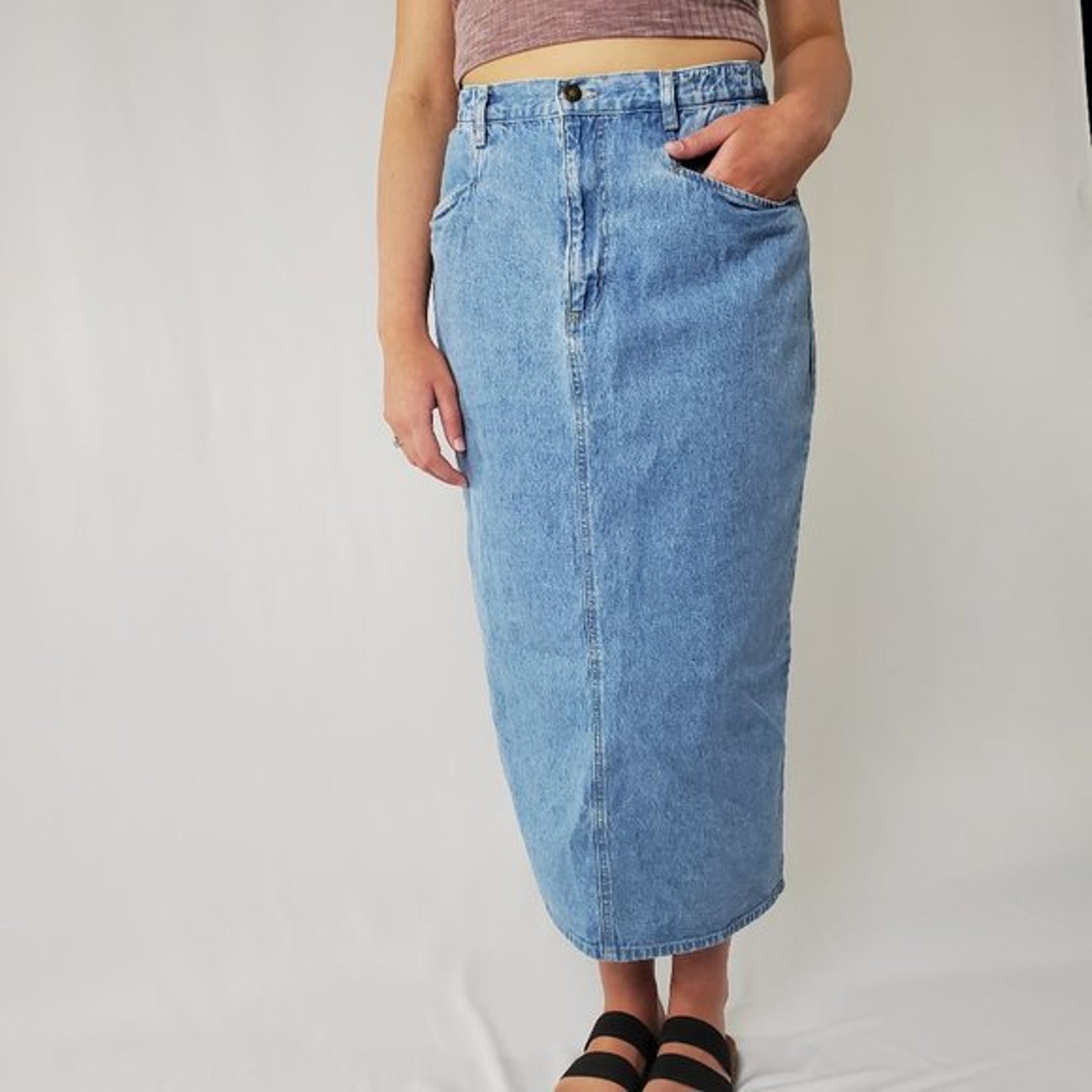 Vintage 90's High Waisted Denim Skirt by Denim Co. | Etsy