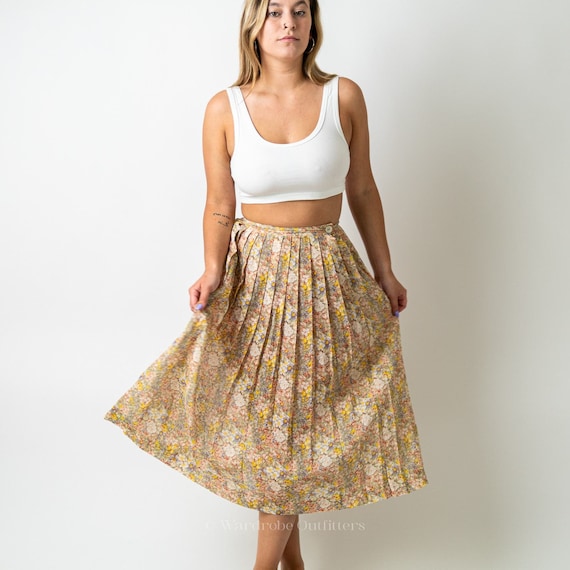 Vintage 90s Floral Maxi Pleated Summer Skirt - image 2