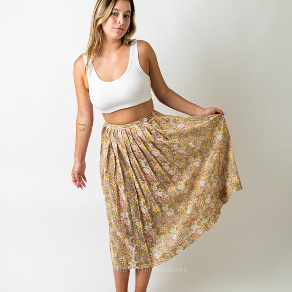 Vintage 90s Floral Maxi Pleated Summer Skirt - image 3