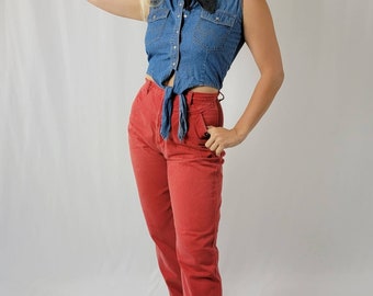 70s Red Snap Jeans - Etsy