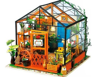 Robotime Rolife Cathy Flower House Mini Greenhouse Diorama/Craft Kit Veelkleurige led-verlichting - BNIB