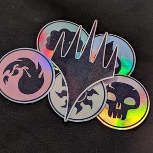 ALL 6 - MTG Mana & Symbol - Conjunto de adesivos de vinil premium - Laminado