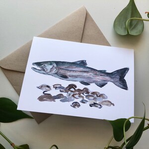 6 Blank Note Cards | Art by Anya Toelle | Greeting Card | Red Sockeye Salmon | Alaskan fish | Blank card | Alaskan artist | Alaskan animal |