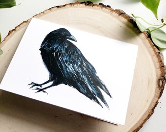 Raven Blank Notecard | Art by Anya Toelle | Alaska Artist | Alaska Animal | Simple Card | Blank Card | Greeting Card