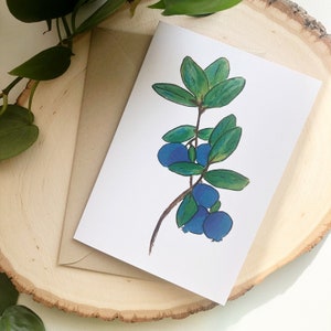 Blank card of Alaskan Blueberries | Art by Anya Toelle | Alaskan artist | Alaska art | Blank card | Blueberry Illustration | Blueberry art