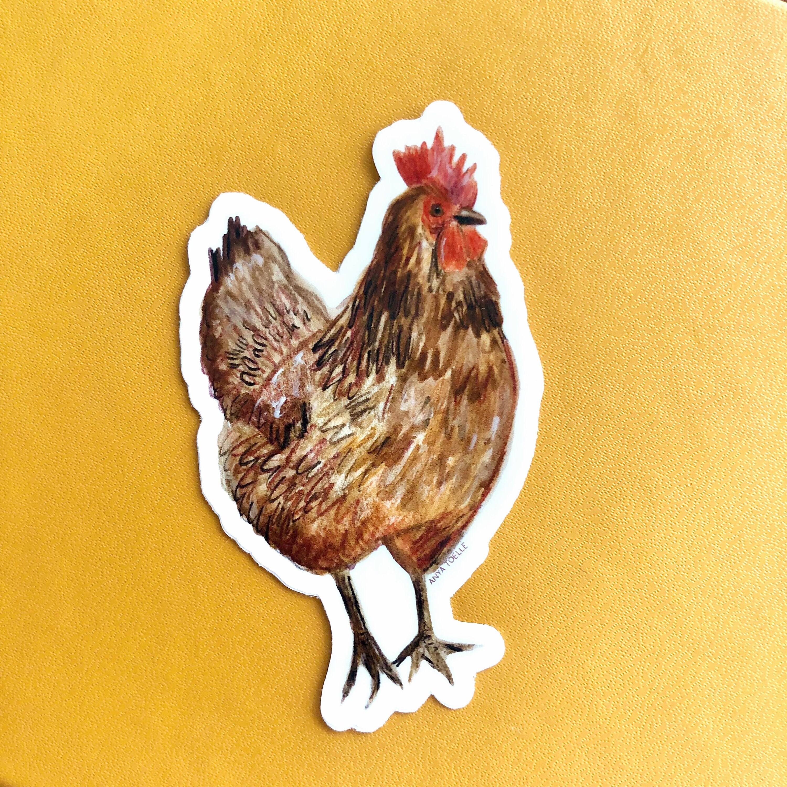 Chicken Drawing Sticker Chicken Sticker | Animal, Hen, Bird | Drawing, Painting | Durable ...