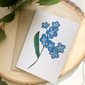 Blank card of Forget-me-Nots | Art by Anya Toelle | Alaskan artist | Alaska state flower | Forget-me-Not Illustration | Alaska blank card