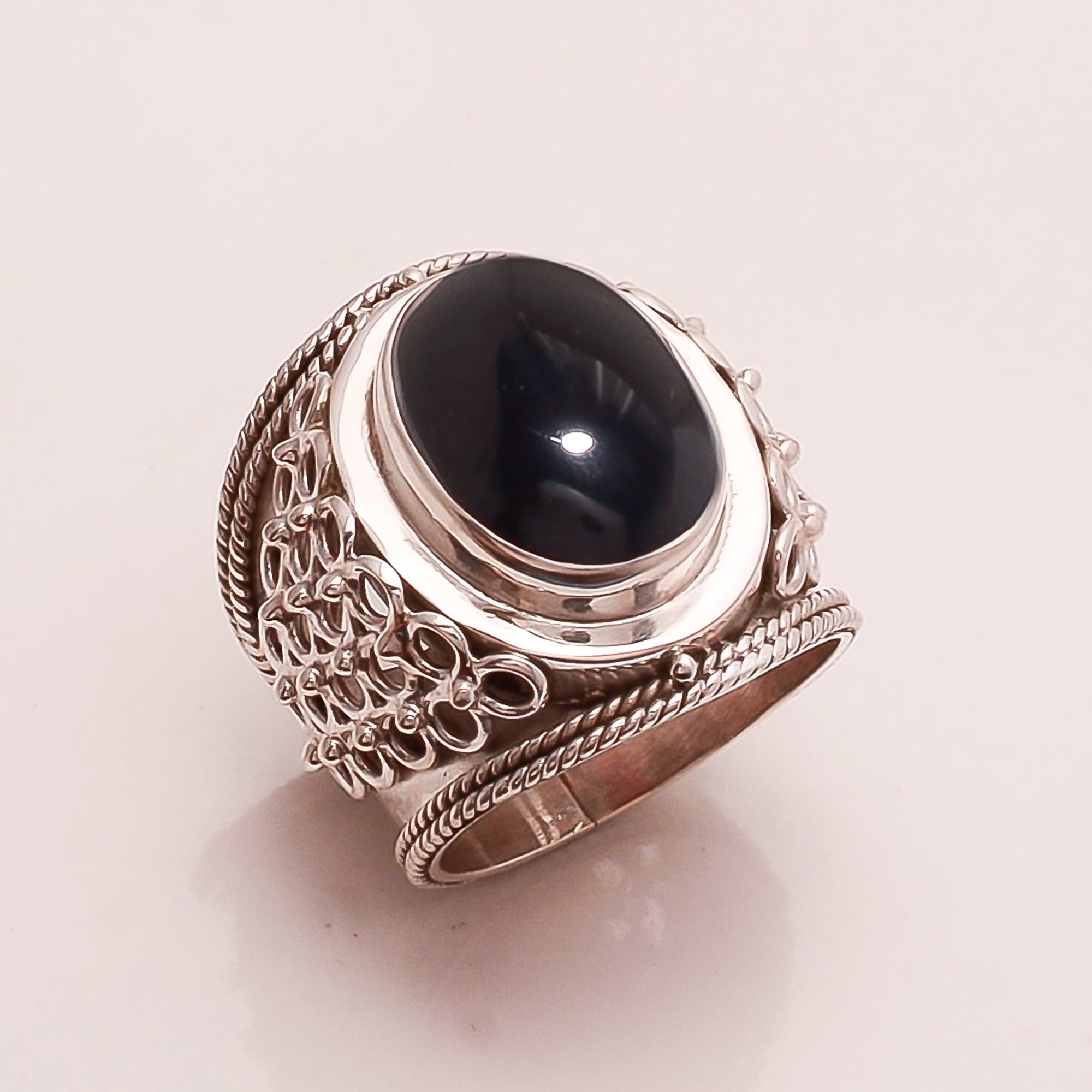 Genuine black onyx Ring Sterling Silver 925 Ring Genuine Etsy