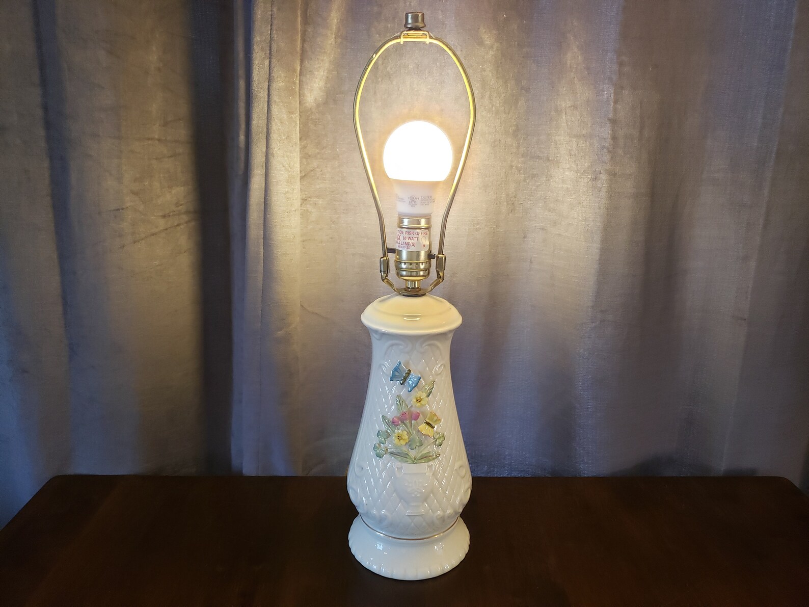 Rare Signed BELLEEK Irish Pottery Lamp Woodland Bouquet Lamp Etsy