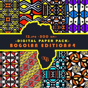 Bogolan Paper Pack, 12 african digital paper, kente paper,african paper, face mask, Instant Download,africa paper,Kwanzaa,Kente,masques wax