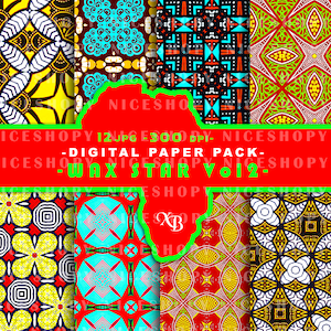 Wax Paper Pack, 12 african digital paper, kente paper,african paper, face mask, Instant Download,africa paper,Kwanzaa,Kente,wax masks