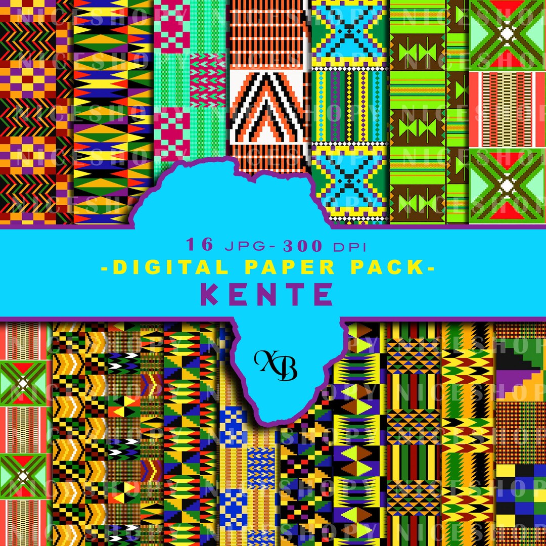 Digital Kente Paper Pack, 16 African Digital Paper, Face Mask, Africa ...