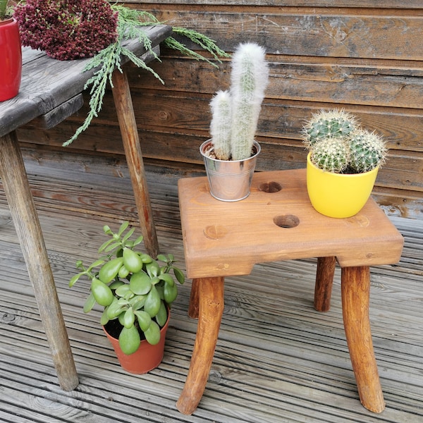 Wood bench, small entryway bench seat, wood stool