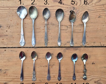 Vintage engraved spoons, shabby chic tea spoons