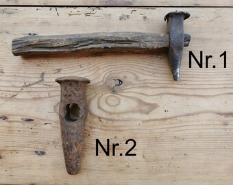 Marteau De Forgeron Ancien - Forgé XIXe Siècle - Tête Déportée - Outil N°13