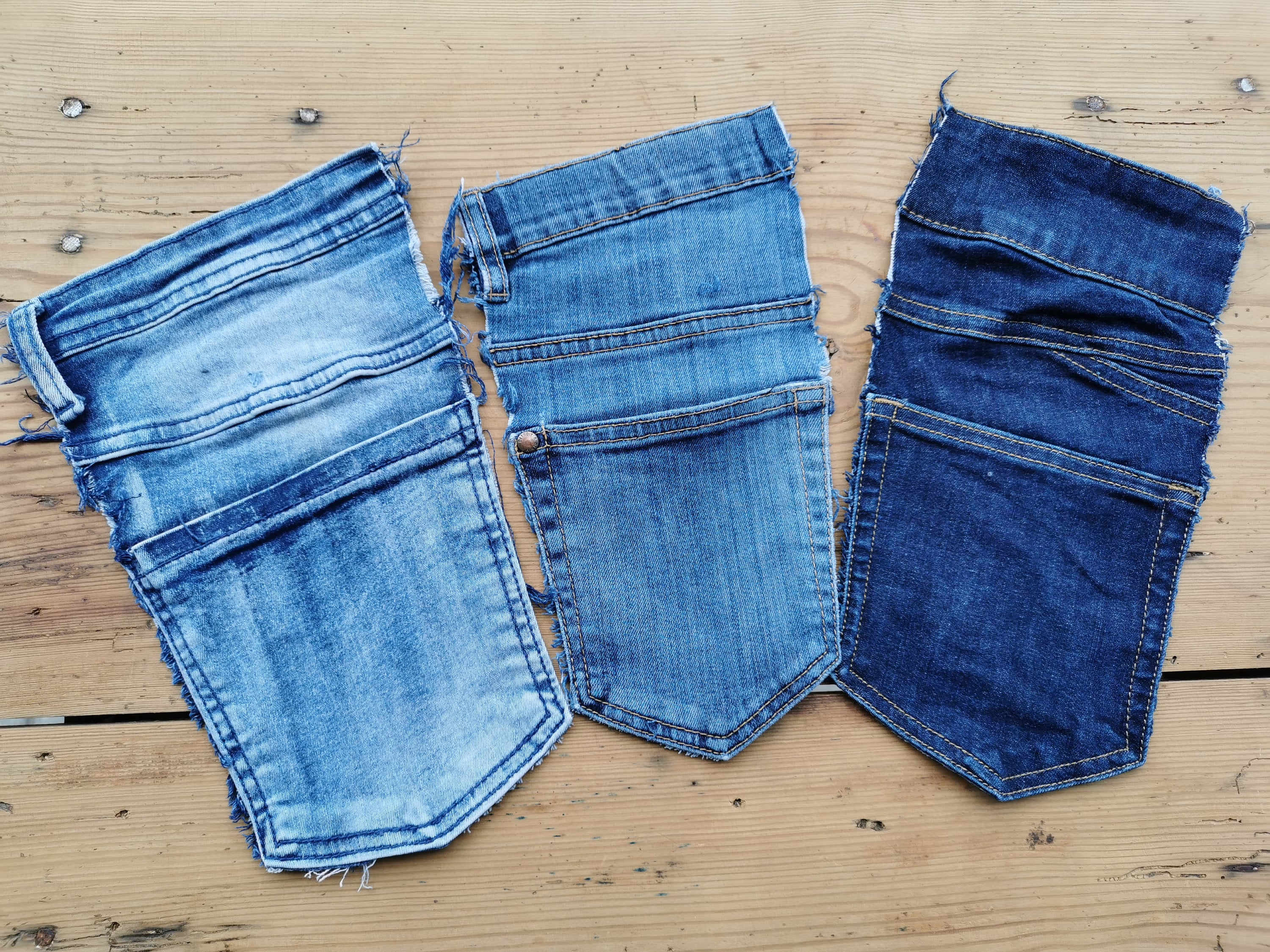 Jeans pockets, 3 pieces salvaged denim back pockets