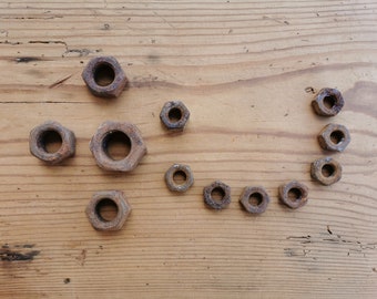 Rusty screw nuts, metal working parts