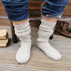 Slouch wool socks, plus size for men wide feet, gift for elderly