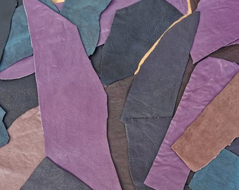 Leather scraps, distressed leather fabric remnants