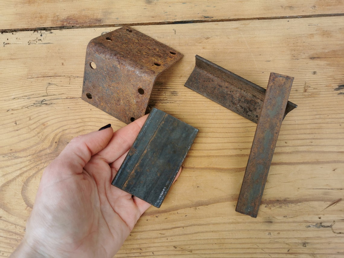Rusty metal angle brackets rusted iron parts for metal Etsy