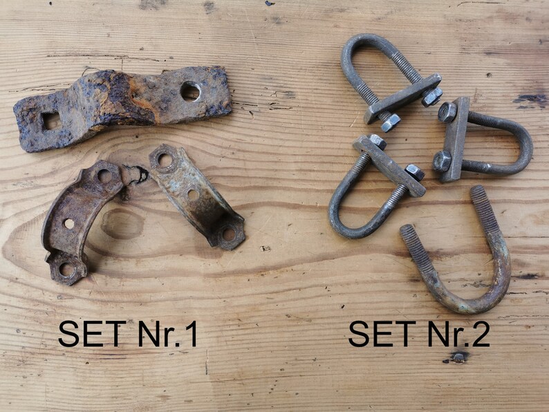 Rusty metal fasteners, U bolt brackets for metalcraft