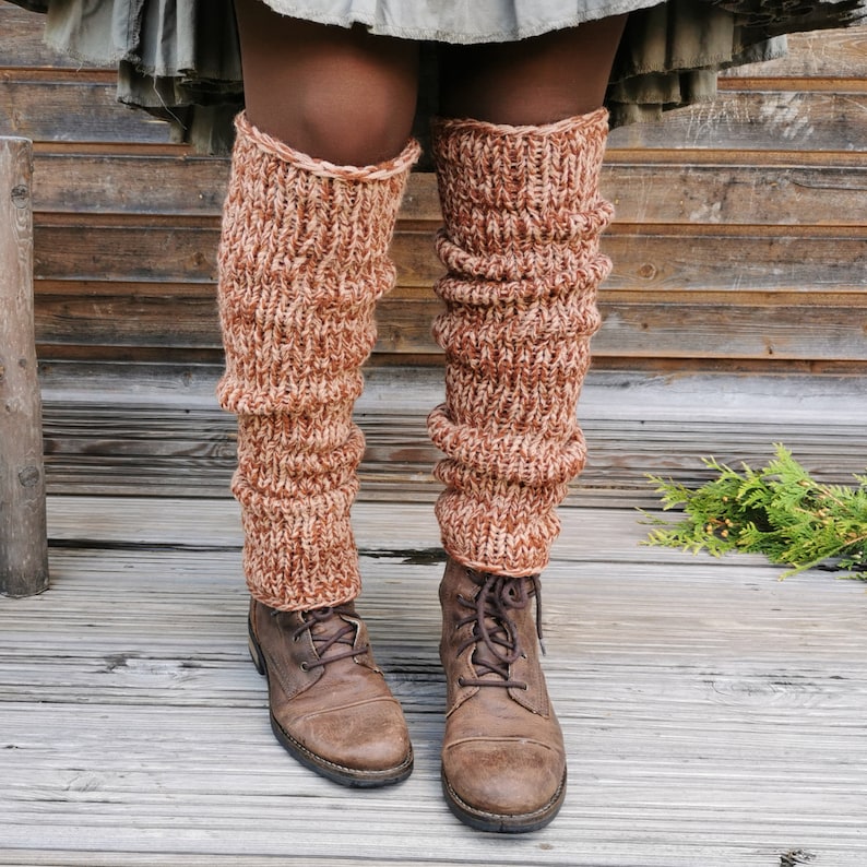 Boot cuffs, leg warmers, winter clothes, gift ideas for women Light brown