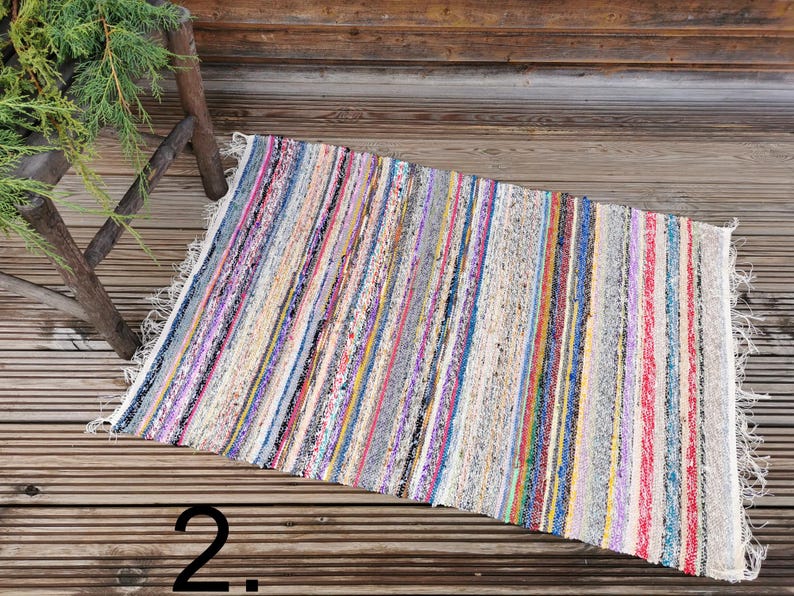 Washable rug, chindi rag rug, housewarming gift 2 = 44x30in/113x77cm