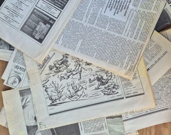 Real vintage newspaper pages, 50 pieces