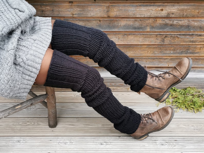 Vegan leg warmers, thigh high, over the knee boot cuffs, vegan gifts image 2