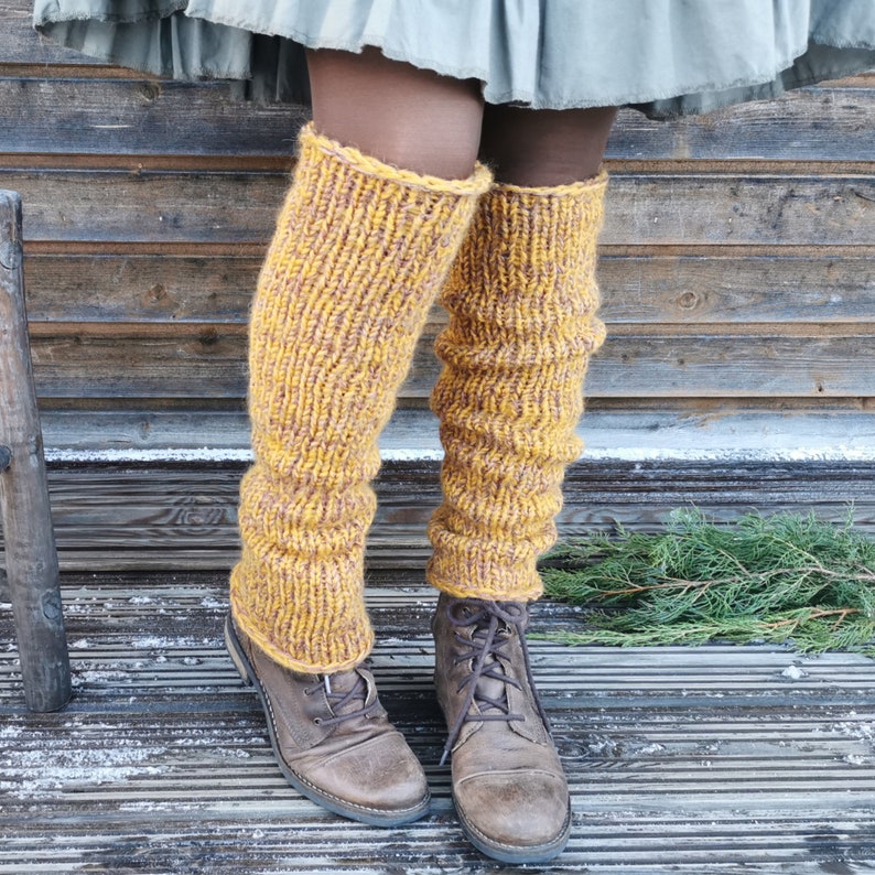 Boot cuffs, leg warmers, winter clothes, gift ideas for women Yellowish