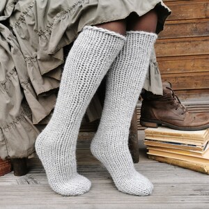 Alpaca socks, knee high, knitted wool socks