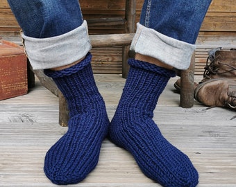 Wool socks men, knitted plus size, thick tube socks