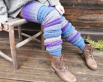 Leg warmers thigh high, 100% natural wool one of a kind