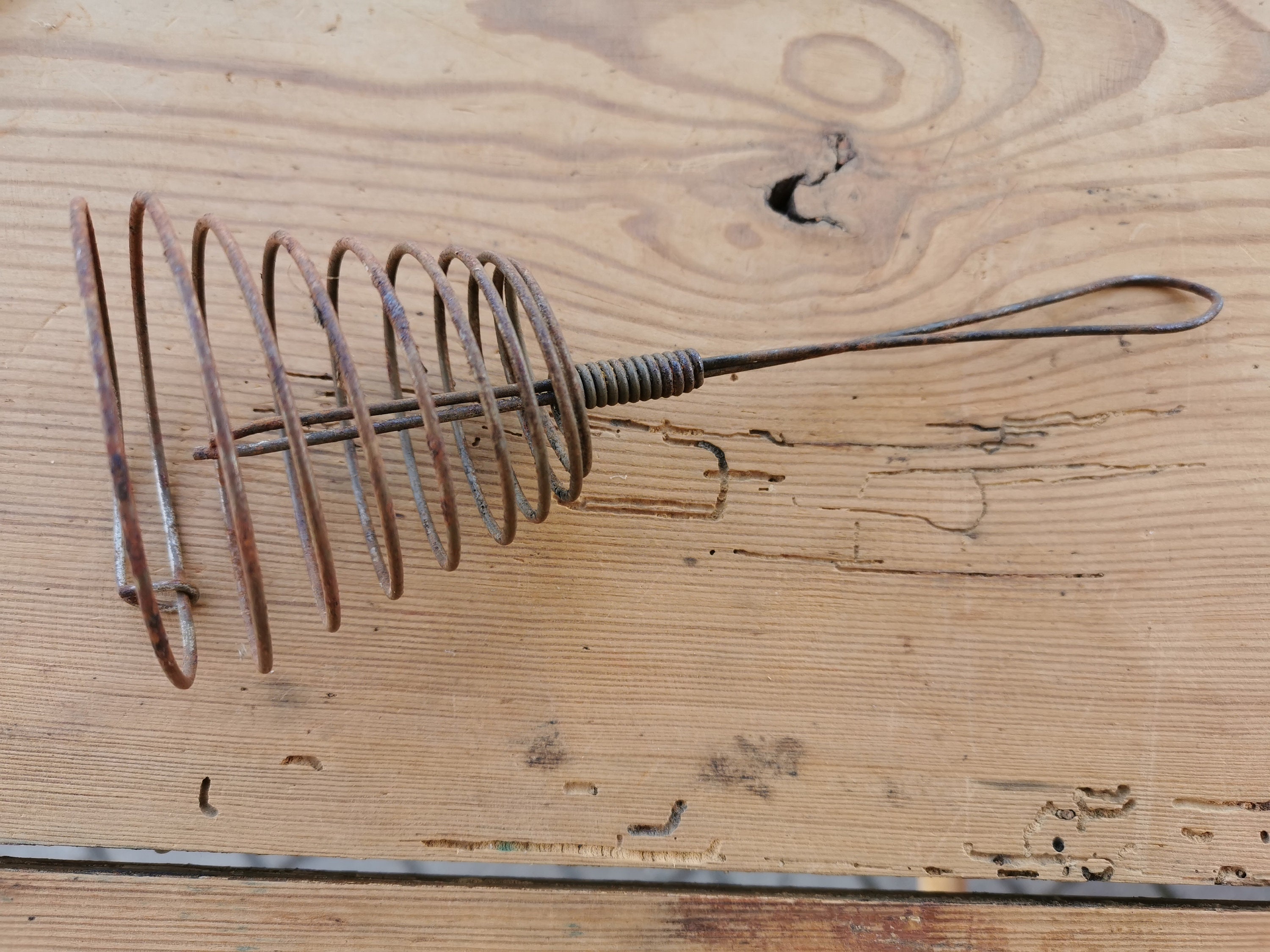 Old Vintage Manual Egg Beater. Spring Coil Wire Whisk Stock Image