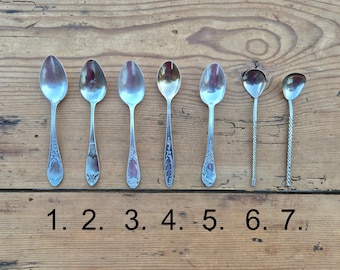 Vintage engraved spoons, shabby chic tea spoons
