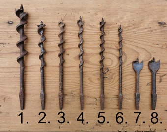 Drill bits, vintage, old hand tools for craftsman