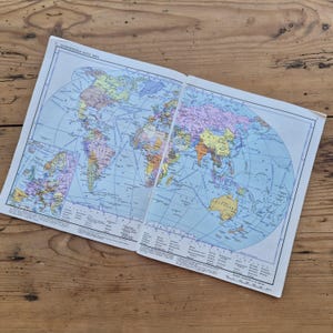Vintage world map atlas