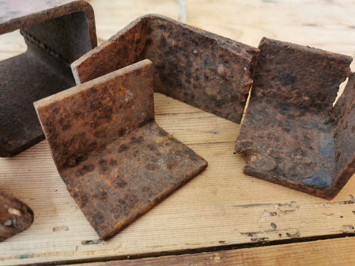 Rusty metal angle brackets rusted iron parts for metal Etsy