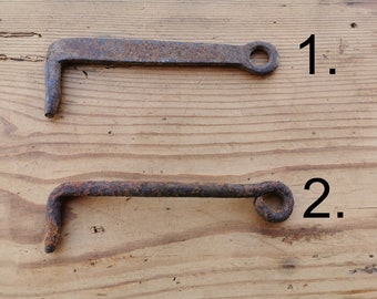 Rusty gate hook, rusted metal salvage