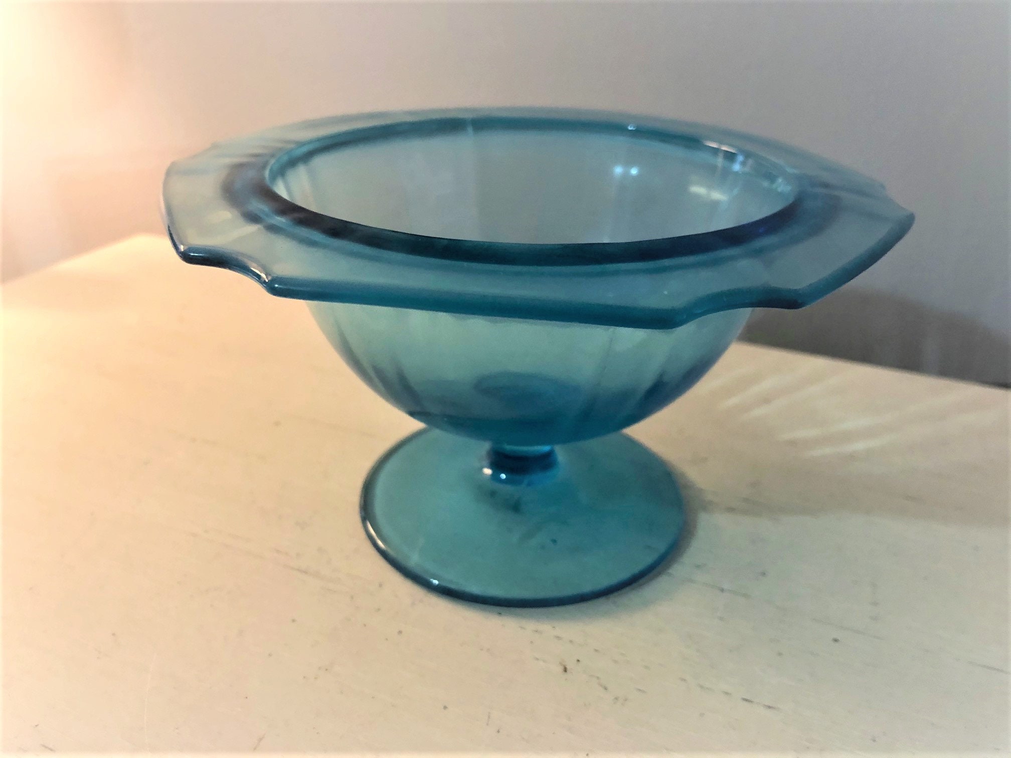 Vintage Colonial Blue Pedestal Candy Dish NO LID mid century Etsy