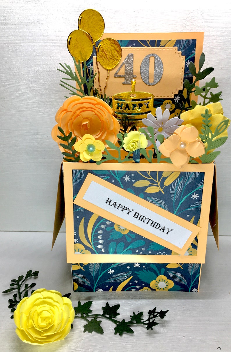Pop up 40th Birthday Card With Birthday Cake Balloons - Etsy UK