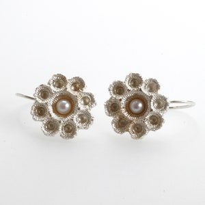 dutch silver earrings with pearls, dutch jewelry in silver and pearl for her, exclusive earrings and special gift for her