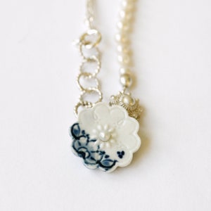 Delfter Blau Porzellankette, Niederlande Schmuck, Zeeuwse knopf mit delfter Blau