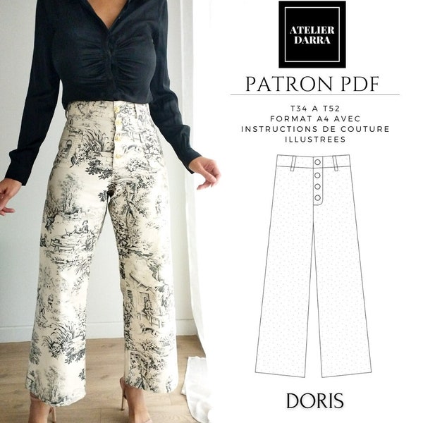 Patron de couture pdf A4 numérique et tutoriel pantalon Doris