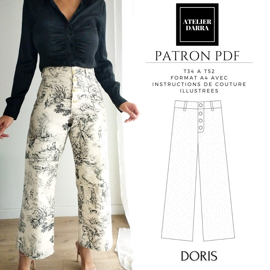 Digital A4 Pdf Sewing Pattern and Doris Pants Tutorial 