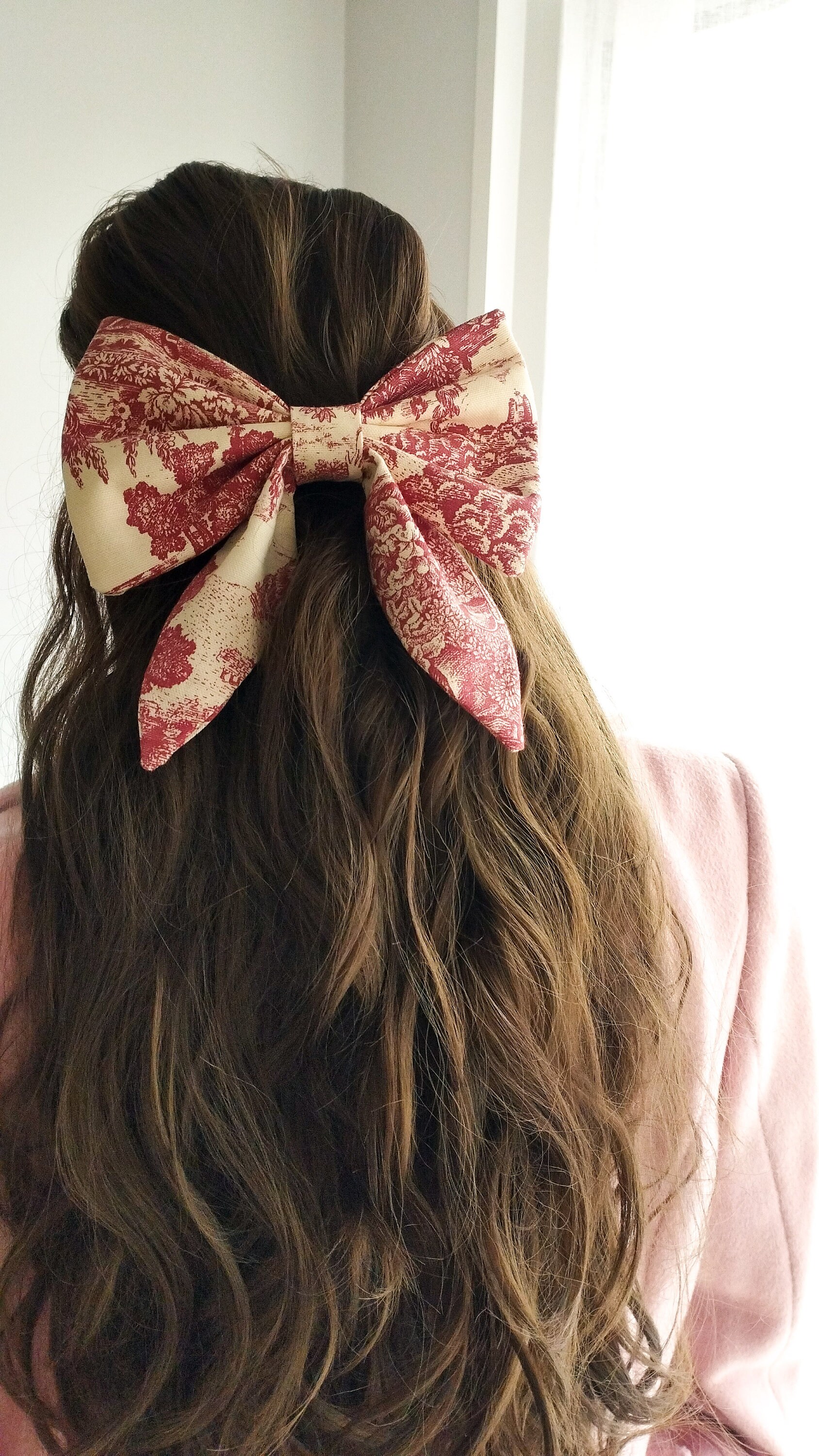 Haarspange Mit Großer Schleife, Vintage-Look, Französisches Band, Rot – Haarschmuck Für Damen