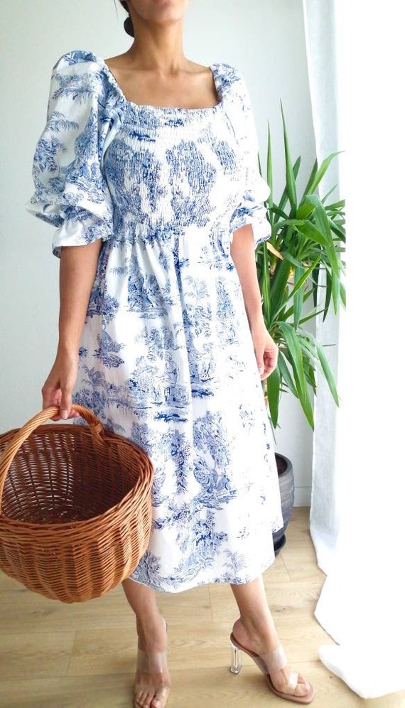 blue french toile dress Blue Toile Dress main image 0