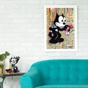 Felix the Cat Graffiti Steet Art Limited Edition print, canvas en poster van Ekim