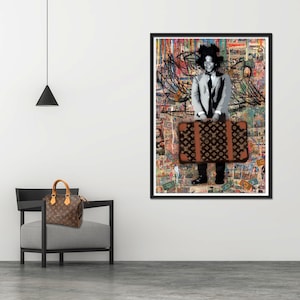 Framed Canvas Art (Champagne) - Louis Vuitton Bag by Mercedes Lopez Charro ( Fashion > Fashion Brands > Louis Vuitton art) - 18x26 in