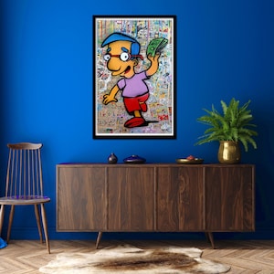 Milhouse Street Art Street Art / Graffiti - The Simpsons-  Bart Limited Edition - Milhouse with  Money Monopoly Poster Canvas